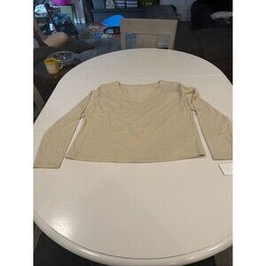Women's Sculpt Long Sleeve V-Neck Top - A New Day Tan XXL